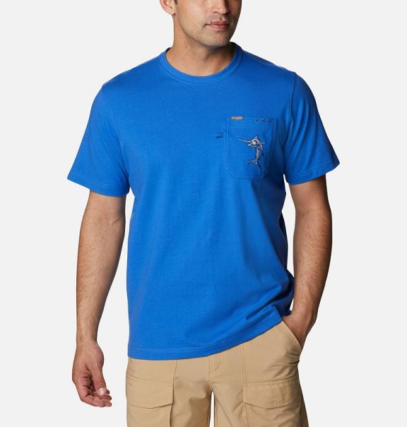 Columbia PFG T-Shirt Blue For Men's NZ43895 New Zealand